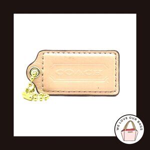2.5" Large COACH Pale Pink Leather Brass Key Fob Bag Charm Keychain Hang Tag